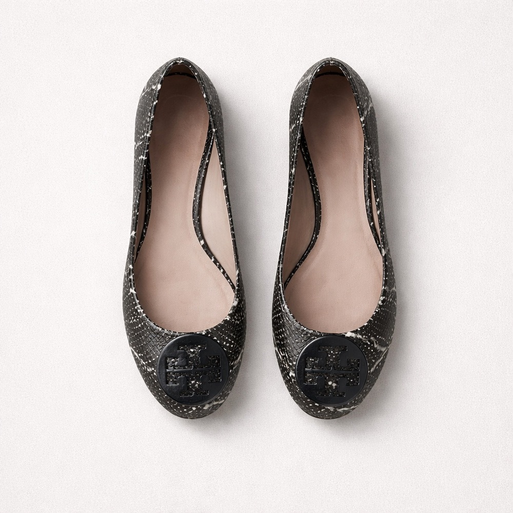 Tory Burch Black And White Python Patterned Reva … - image 1